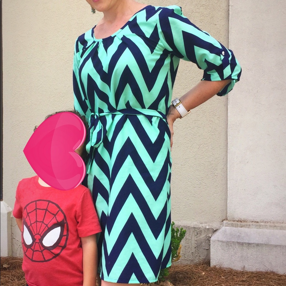 Chevron Printed Dress, Sz S/M